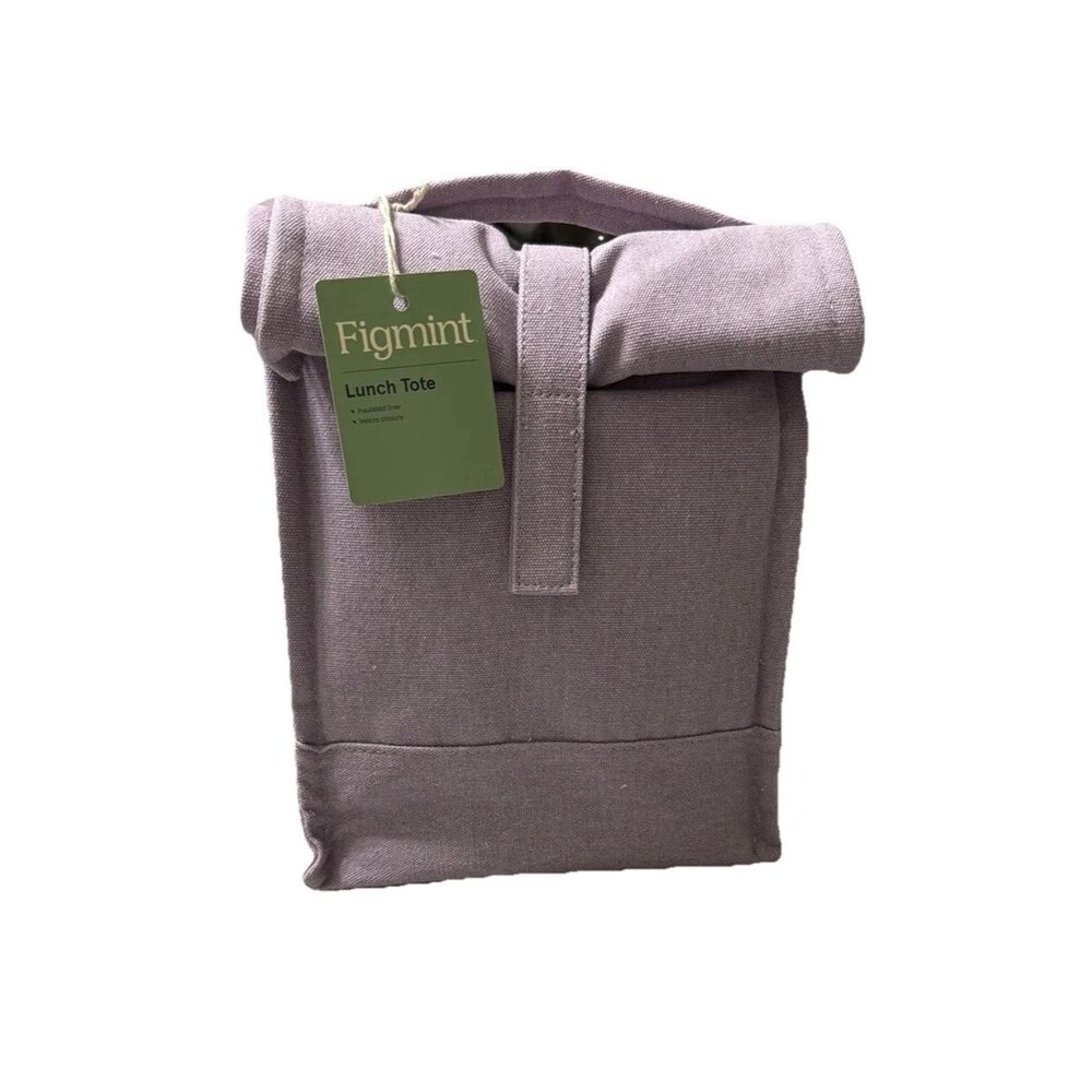 Figmint Insulated Lunch Tote Bag Roll-Top Closure Purple